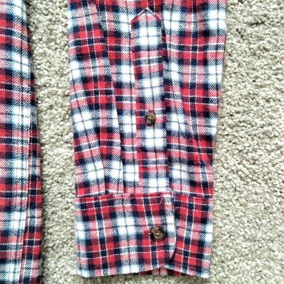 NWT S Chaps Red Brushed Flannel Button Up Shirt - Picture 7 of 11